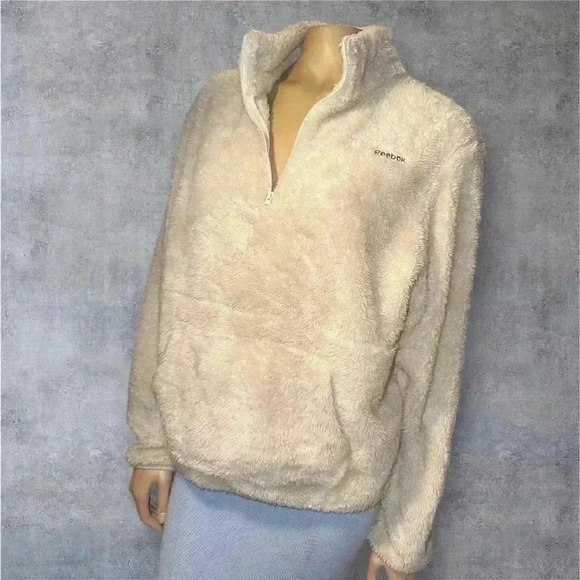 Reebok Women's Size XLarge Fog 1/4-Zip Mock Neck Sherpa Fleece Pullover - Picture 6 of 13